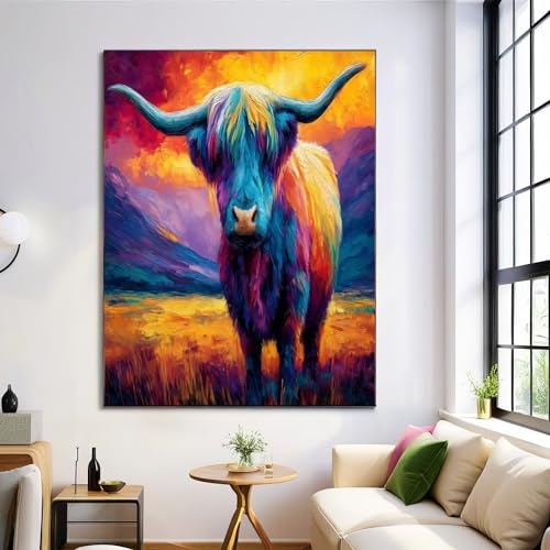 Tableau decoration murale montagnes bétail des highlands poster 40x50cm