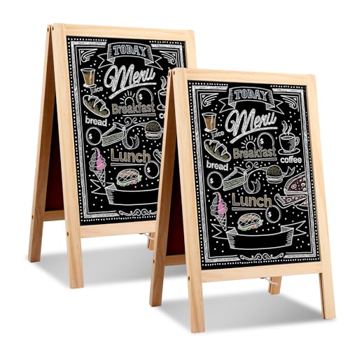 APACALI 2 Pack A Boards Pavement Signs 25 x 40cm A Frame Sign Board Double Sided Blackboard for Café Shop Restaurant Wedding Party Outdoor and Indoor