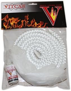 VITCAS White Stove Rope Replacement Kit-high Temperature Adhesive-Protective Glove-Excellent Adhesion Glue-Fire Resistant- 6mm