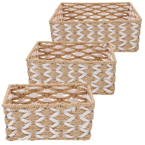 Panier en osier blanc de rangement multifonctionnel Amosfun