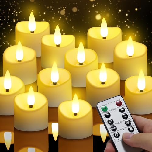 LED Flameless Tea Lights 12 Pack with Remote and Timer