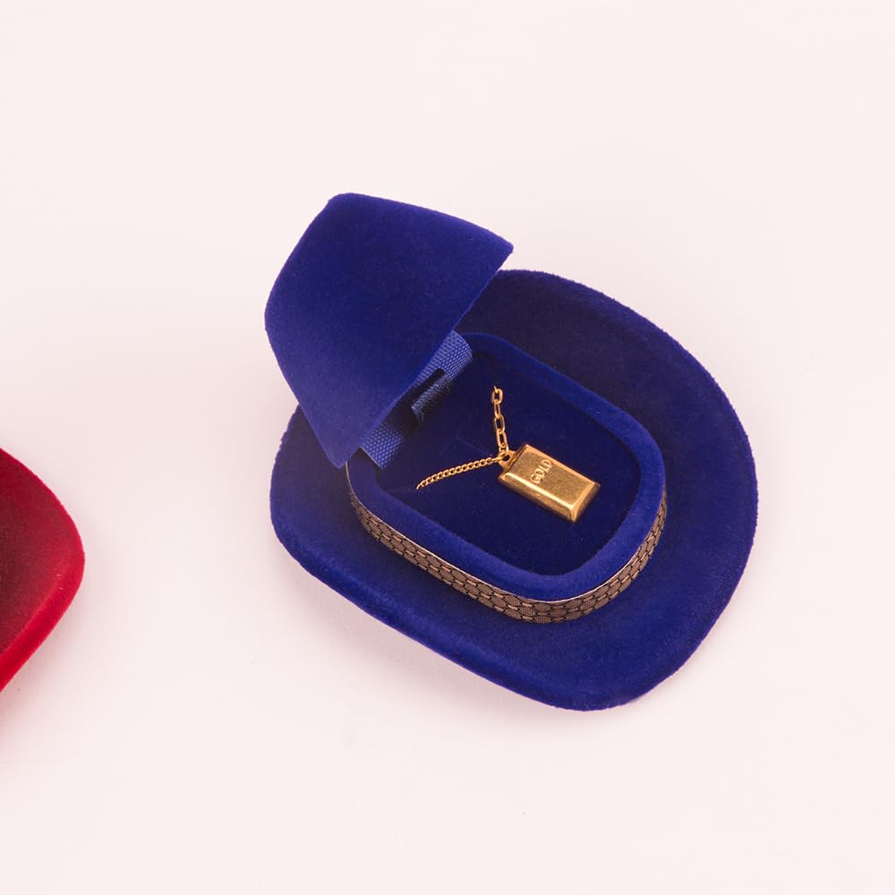 Boîte à Bagues En Forme De Chapeau De Cowboy - En Velours