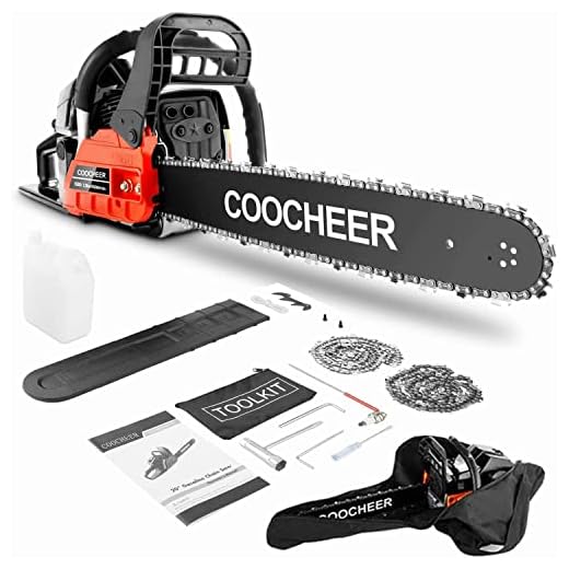 COOCHEER 62CC Gas Chainsaw 20 Inch Power Chain Saw 12000r/min 2-cycle 3.5 HP Gas Powered Chainsaw With Carrying Bag and Tool Kit for Wood Cutting and Tree Trimming