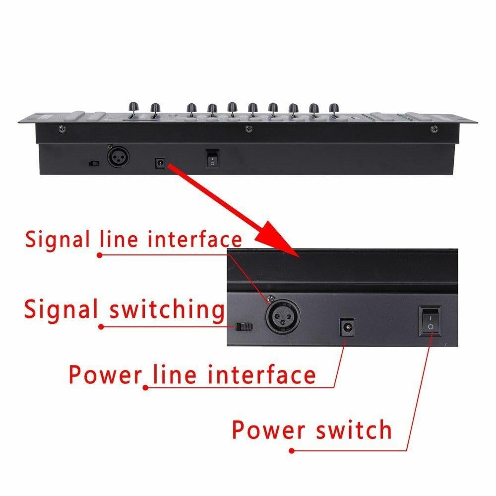 DMX-512 Controller Console, 192 Canali, DJ Luce Controller Console 240 Scene per Mini DMX Controller DMX, Luce Luce per Festa DJ Disco Moving Head Lampada Operatore Attrezzatura (Nero)