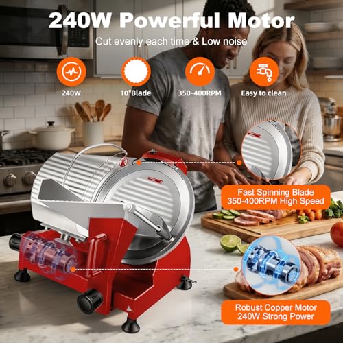 Image of Electric Meat Slicer 10 inch 240W Commercial Deli Food Slicer
