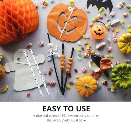 100 pitillos biodegradables de papel con calavera Halloween miniatura 6