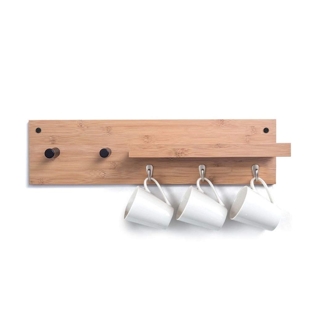 MOBYGKFY Wall-mounted coat rack, living room wall rack 5-hook multi-function coat rack With storage board(True color)