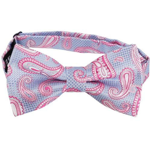 Image of Alizeal Mens 4pcs Vintage Paisley Bow Tie Set | Pre-tied Pocket Square Cufflinks Boutonniere for Wedding Everyday Use