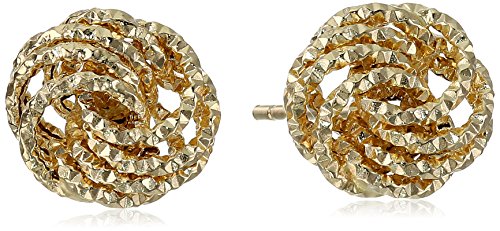 Amazon Collection 14k Yellow Gold Diamond-Cut Love Knot Italian Stud Earrings