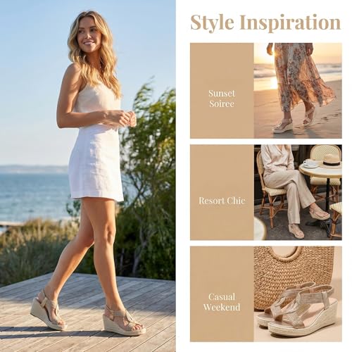 Image of Women's Comfortable Wedges Heel Exposed Sandals, Bohemia Beach Sandals, Summer Lightweight Cross Strap Casual Sandals