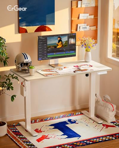 Image of ErGear Height Adjustable Electric Standing Desk, 32 x 19 Inches Sit Stand up Desk, Memory Computer Home Office Desk, Natural