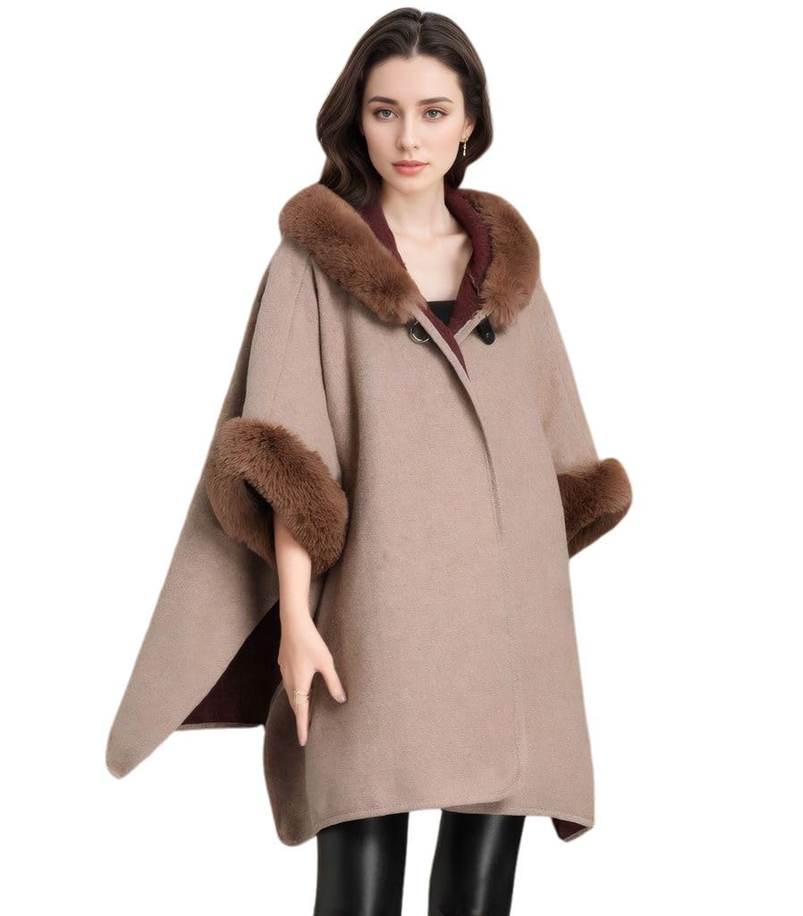Tngan Women's Cardigan Shawl Cape Cloak Winter Warm Hoodie Cardigan Coat