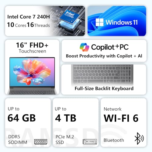 Image of Lenovo IdeaPad 5 Touchscreen 16 inch 2K Laptop Core 7 240H,24GB RAM 512GB SSD