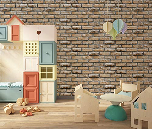 Image of DWELLSINDIA Bricks Self Adhesive Peel and Stick PVC Wallpaper Waterproof, Scratch Resistant, Laminated (41CM X 244CM, Brown, Matt)