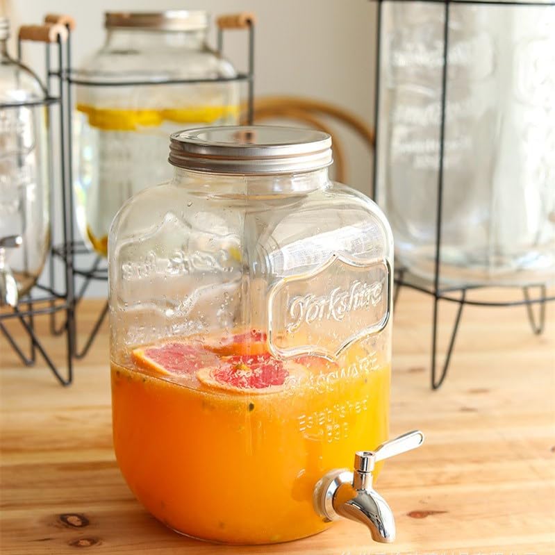 Avastro 5L Glass Mason Jar Party Juice Dispenser Glass Drink Beverage Dispenser with Tap Tank Beer Drink Juice Wine Barrel Faucet 5000 ml Pack of 1