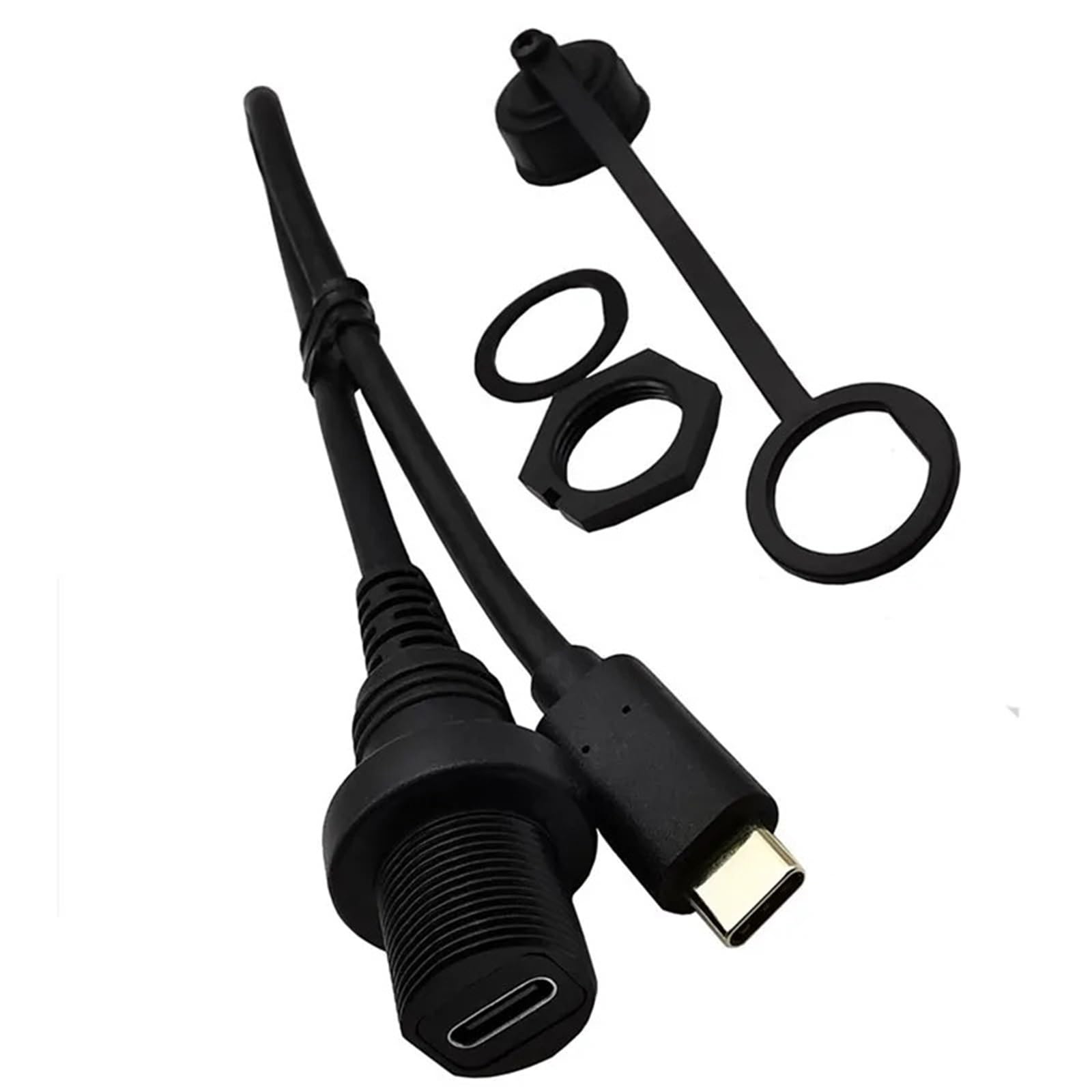 Wodoodporny kabel USB-C IP67 30cm, typ c 3.1 IP 67 męski na żeński, montaż panelowy, wodoodporne przedłużenie złącza