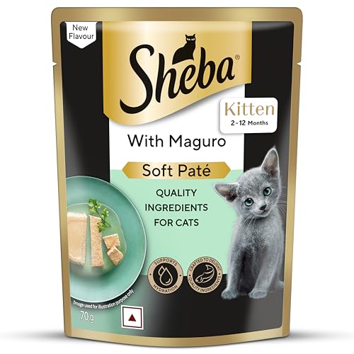 Image of Sheba Pate Kitten Wet Cat Food, Maguro, 70g, Soft Pate Texture, Hydrating Food Crafted Ingredients, Balanced Nutrition for Muscle Development ​