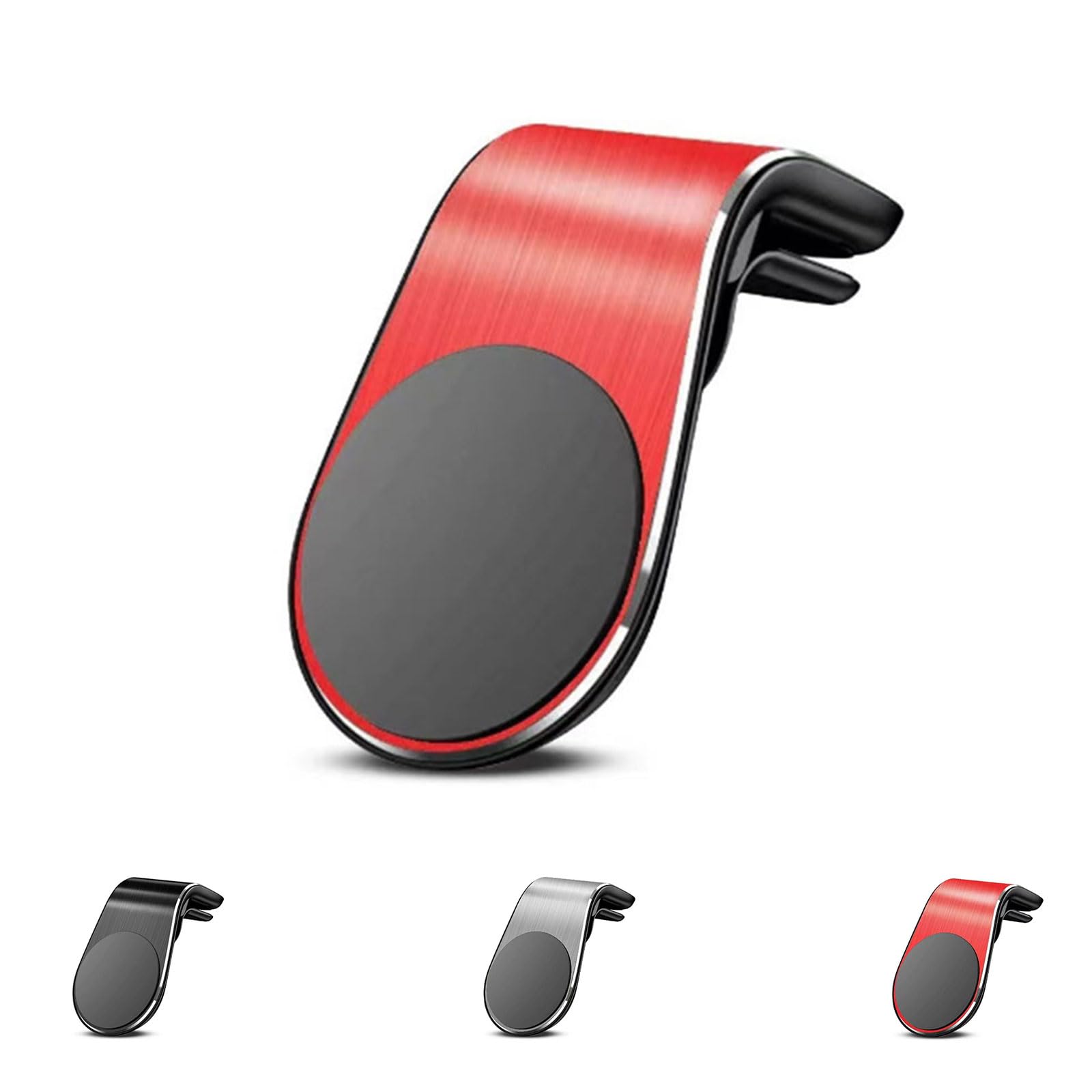 Mobile Phone Navigation Magnetic Bracket — Navigation Bracket Phone Holder — L Type 360° Rotatable Carphone Mount for Any Smartphone (Red)