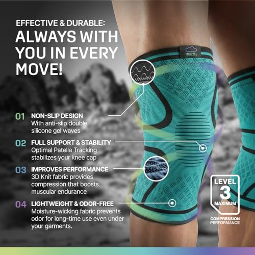 Image of Modvel 2 Pack Knee Brace for Women - Knee Support for Walking, Knee Compression Sleeves for Pain Relief, Knee Sleeves for Women, Knee Brace for Sports, Workouts & Arthritis