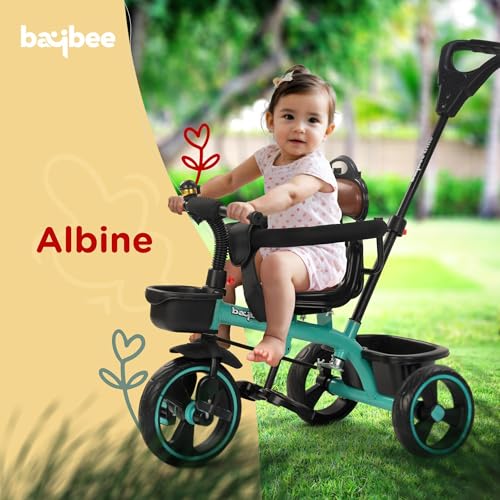 Image of Baybee Albine 3 in 1 Baby Tricycle for Kids | Smart Balanced Tricycles with 180 Reversable seat, Parental Handle, Safety Guardrail & Cushion seat | Kids Cycle for 2-5 Years Boy Girl (Green)