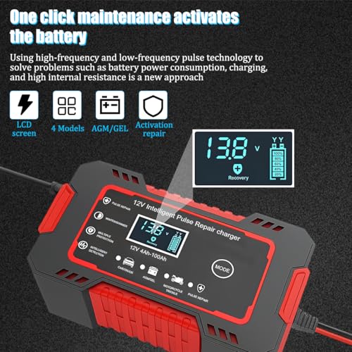 Image of 12 V 6 A Smart Battery Charger and Maintainer, Red