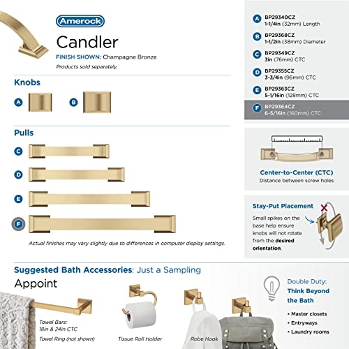 Image of Amerock | Cabinet Pull | Champagne Bronze | 6-5 /16 in (160 mm) Center-to-Center Drawer Pull | Candler | Kitchen and Bath Hardware | Furniture Hardware