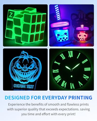 Image of JAYO 3D Printer Filament Bundle, Glow in The Dark PLA Filament 1.75mm, 250g Spool, 4 Rolls, 1kg in Total, Luminous Green, Blue and Red, White