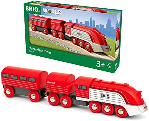 Brio World 33557 - Streamline Train - 3 Piece Wooden Toy Train Set for Kids Ages 3 and Up