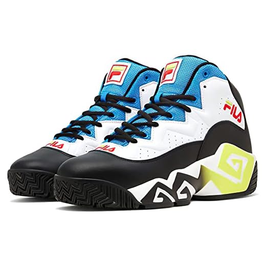 Fila Men's Lightweight Everyday Casual MB Mid-Top Basketball Sneakers, White/Black/Electric Blue, 10.5
