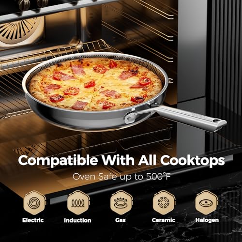 naturepan 5-Ply Hybrid Diamond-Titanium Ceramic Nonstick Frying Pan Set, 2-Piece (24& 28cm), Stainless Steel Pan, Dishwasher/Oven Safe - Image 6