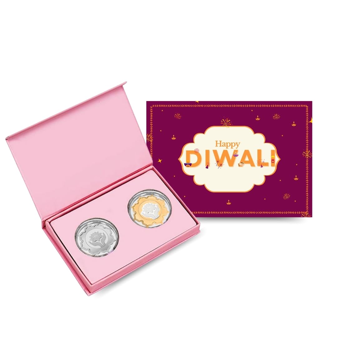 CHOTTEY LAL AND SONS 999 Purity Lotus Design Pack of 2 Silver Coin with Unique Packaging for Diwali, Ceremony, Wedding & Festivals (10gm, 5gm Each (Silver, Gold)) (B0DF5J6T2L) Amazon Price History, Amazon Price Tracker