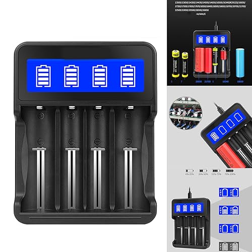 4 Slots LED Display Battery Charger for 18650 32650 26650 26500 25500 22650 22500 Nimh/Nicd AA Batteries 18650 Battery Charger Rechargeable Batteries Charger - Thumbnail 2
