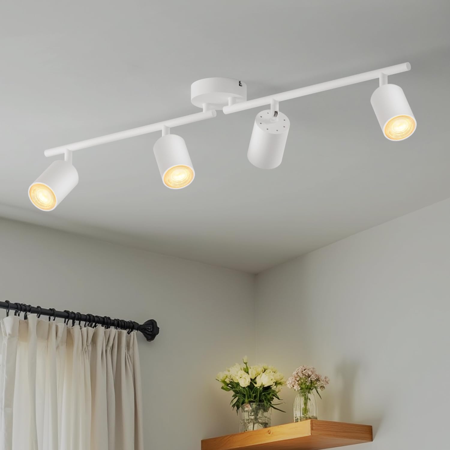 Lvwit Gu10-4 White White Ceiling Light, 4 Way Spotlights,Kitchen Light Fittings,Gu10 Kitchen Lights Ceiling,Ceiling Lights Living Room,Hallway Lights,Ceiling Lights For Lounge Bedroom Dining Room(No Bulb)