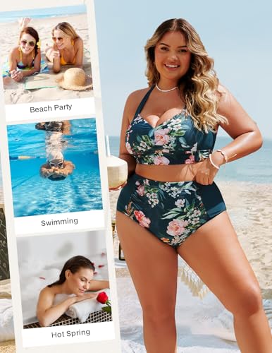 Hanna Nikole Womens High Waisted Bikini Sets Tummy Control Swimsuit Ruched Two Piece Bathing Suit3