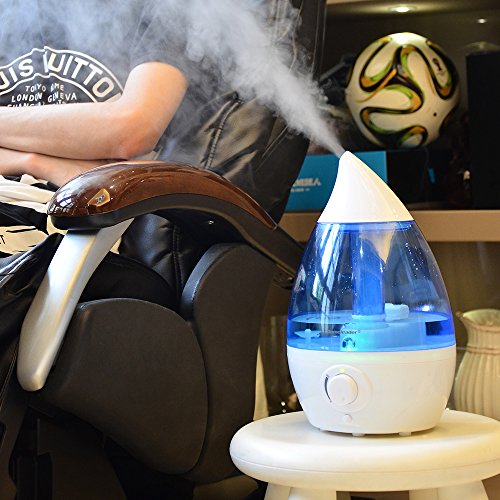Homeleader Ultrasonic Cool Mist Humidifier, 1.6L Air Humidifiers for Bedroom and Babies, Whisper-Quiet Operation, Automatic Shut-Off and Color-Changing LED Lights - Lasts Up to 11 Hours