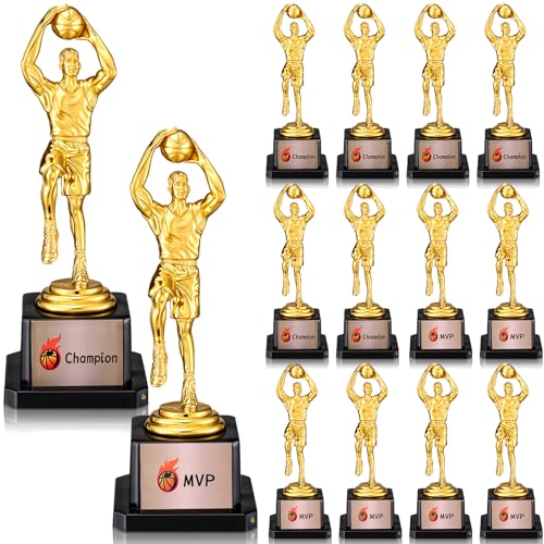 Silipull 12 Pack Basketball Trophy Award Kits 6.7 Inch Sports Award Medals with Stickers Sports Contest Trophies Bulk Plaques Team Prize Gift Trophies for Competition