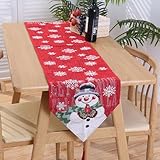 FINGOOO クリスマス テーブルランナー 飾り オーナメント 飾り付け 北欧 レッド おしゃれ パーティー 食卓 部屋 インテリア お店 暖炉の装飾 33×180cm (B)