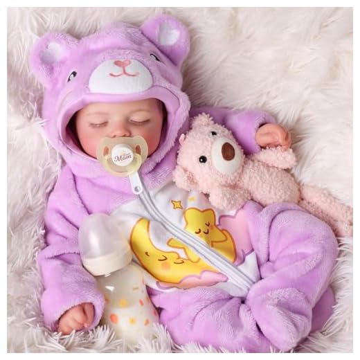 JIZHI Reborn Baby Girl - 20 Inch Realistic Babies Dolls with Cloth Body - Lifelike Newborn with Toy Accessories for Age 3+ (The bear doll is not included)