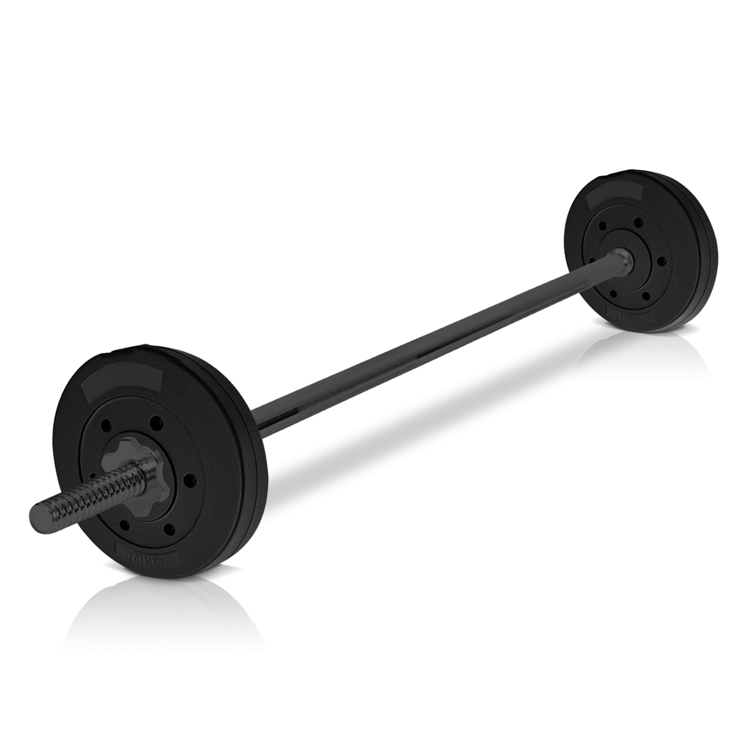 Schwarze Langhantelstange & Hantelscheiben Set Marcel 3.0, 26kg-60kg, 30mm Stahl, Zement Hantelscheiben, 120cm-200cm