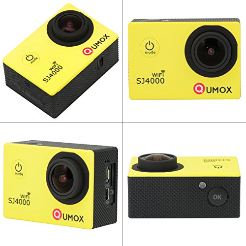 QUMOX WiFi Actioncam SJ4000 Action Sport Kamera Camera Waterproof Full HD 1080p Video Helmkamera Gelb mit Verbesserten Batterien und Zubehör Kits und Wasserdichtes Gehäuse – Bild 3