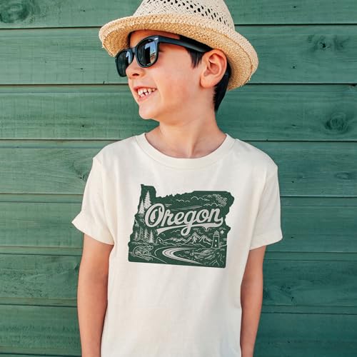 Retro Oregon Toddler Shirt - Cute Pacific Northwest Shirt For Kids - Beaver State Map Outfit - Boho Natural Toddler & Youth Tee2