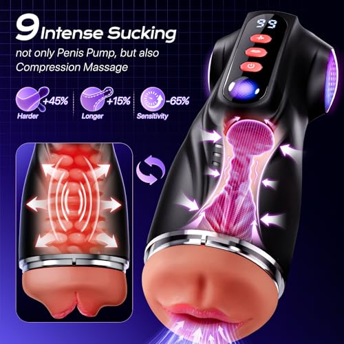 Image of Uoffile Mens Sex Toy Adult Toys - 3 Sleeves Sets AI Sync APP Male Masturbator Sex Toys for Men with 9 Sucking & 9 Vibrating, Pocket Pussy Penis Pump, Colorful Lighting Stroker Erotic Massage Kits