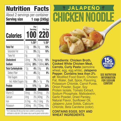 Image of Old El Paso Jalapeno Chicken Noodle Soup, Ready to Serve Can, 18.5 oz