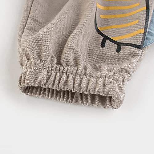 Cartoon Dinosaur Print Sweatpants for Toddler Kids Boys Pull On Long Pants Joggers Casual Pants (Khaki, 6-7 Years)3