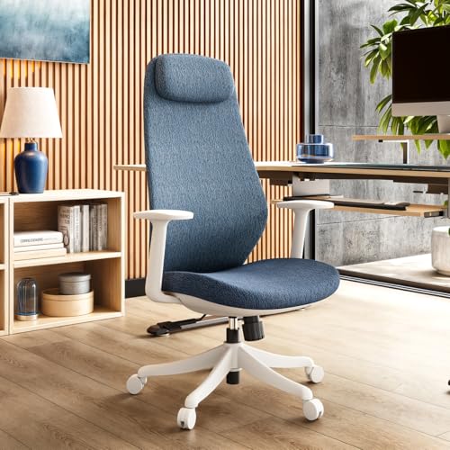 Image of EUREKA ERGONOMIC Skylar-Lite Mesh Office Chair Blue, Ergonomic Office Desk Chair with Adjustable Headrest, Home Office Desk Chairs with Adjustable Lumbar Support