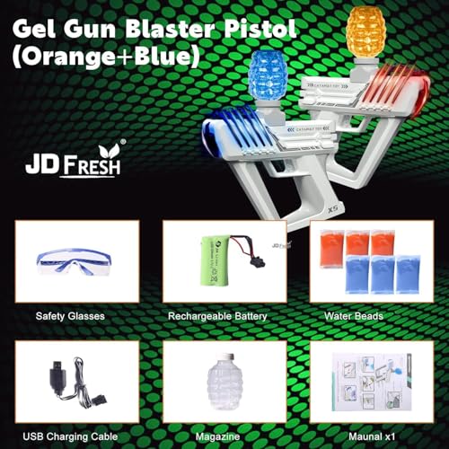 Image of Gel Blaster Automatic Toy Gun /Electric Outdoor Toy Machine Gun for Kids /Water Ball Pistol for Kids-Adults /Shooting Range Upto 70 feet Gun with 10000 Gel Balls - (Orange)