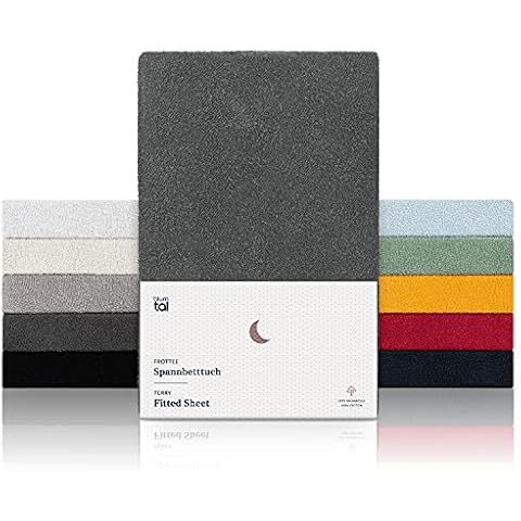Blumtal KING SIZE Fitted Sheets Terry Cloth - Super Soft, Cozy and Warm Bed Sheets Fitted - Anthracite Cover