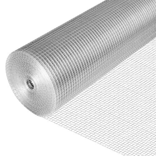 HUNKA 1/4 inch 48 x 50 Hardware Cloth Square Openings 23 Gauge Hot-Dip Galvanized Wire Mesh Welded Cage Wire Rolls Great for Animal Enclosure Chicken Coop Flower Beds Rabbits Wire Fencing