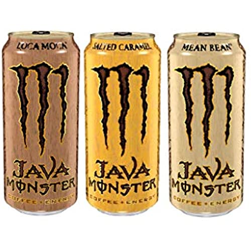 Java Monster, Coffee + Energy Drink, 3 Flavor Variety Pack 15 Ounce (Pack of 24)