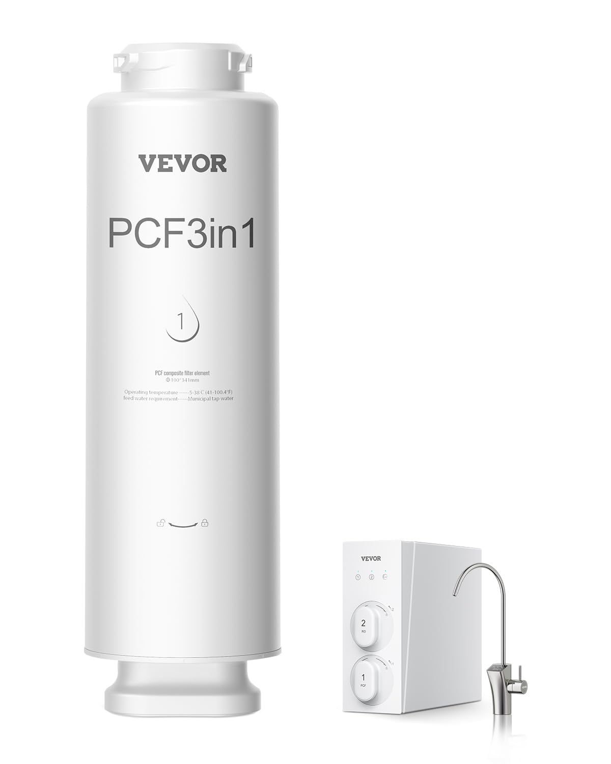 VEVOR Système d'osmose inverse, 5 couches, remplacement filtre à eau par osmose inverse, réduit chlore et odeurs, filtre composite PCF, pour système filtration d'eau sous évier SS-001, SS-003, SS-005